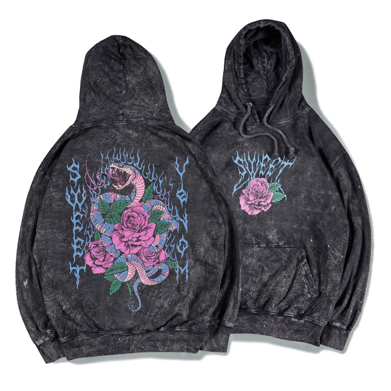 [N01131] Jaket Hoodie Wash Distro Motif // SWEET