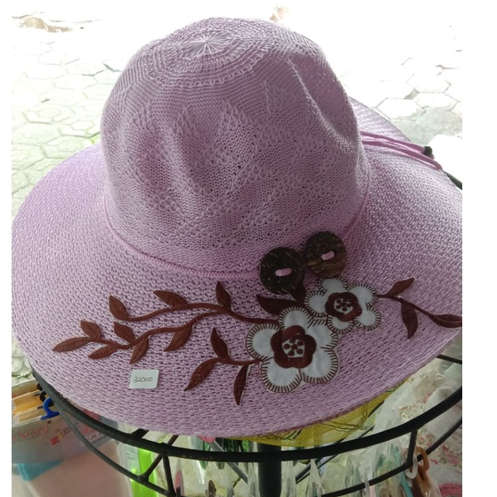 READY Topi Pantai Bundar Lebar Perempuan - Topi Pantai Motif