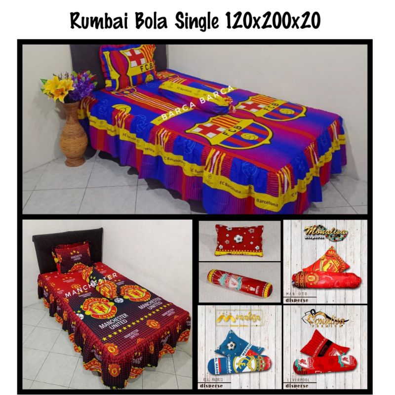 Vito -Sprei Rumbai Rempel 120 160 180 200 SINGLE DOUBLE MOTIF BOLA MADRID BARCA BARCELONA MU MANCHES