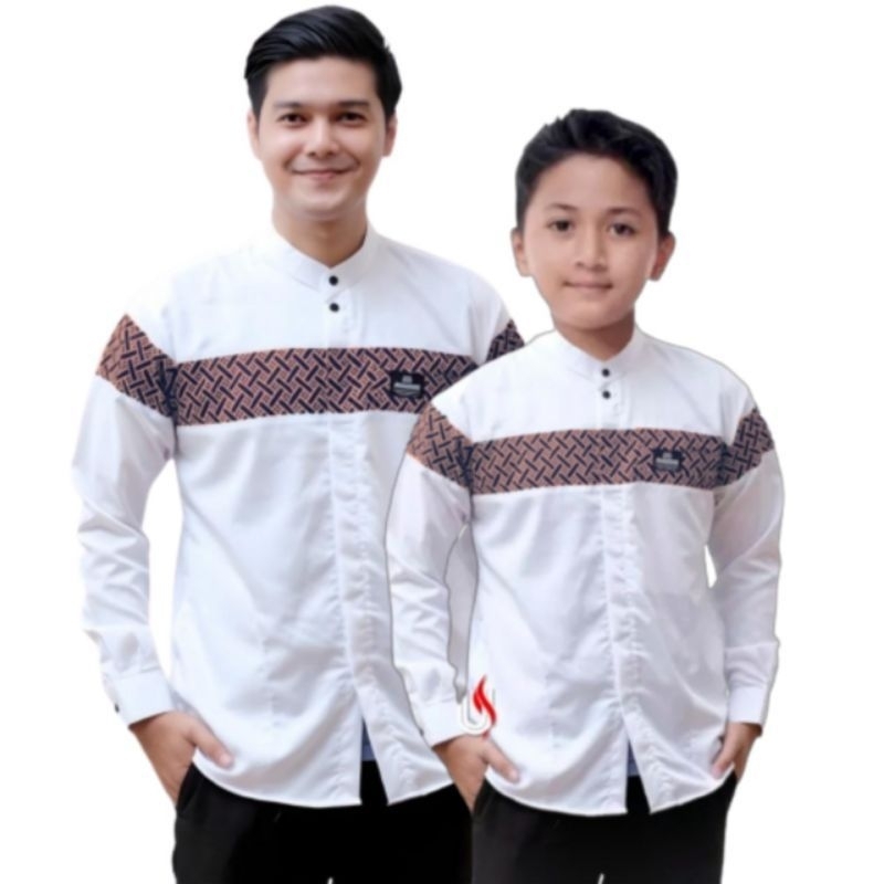 Baju Koko Couple Ayah Dan Anak Lengan Panjang Motif Kobata Baju Koko Dewesa Lengan Panjang Kombinasi/Baju Koko anak Remaja