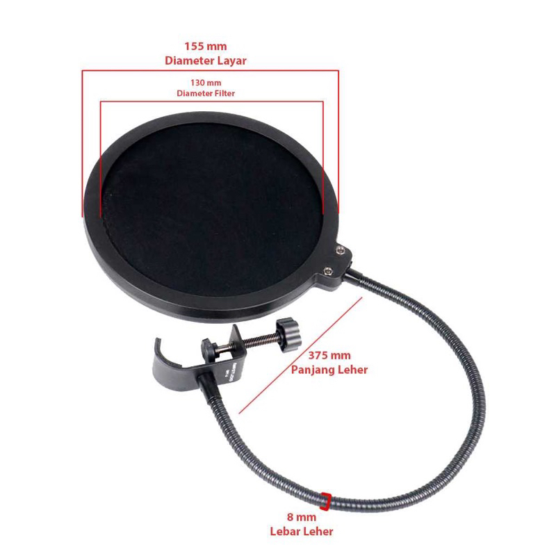 TaffSTUDIO Pop Shield Filter Mikrofon Dual Layer BOP - MPF-6