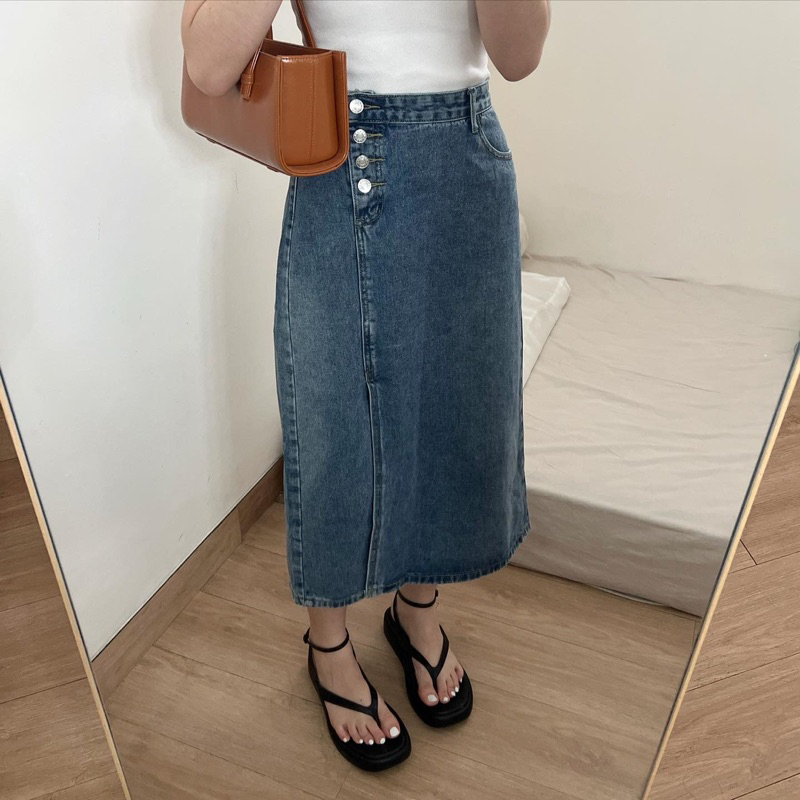 Louisa Button Denim Skirt