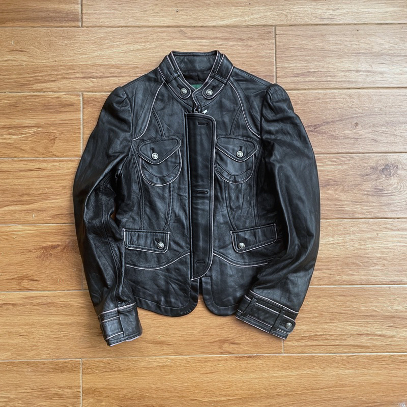 Jaket kulit asli wanita cewek pl bekas preloved second