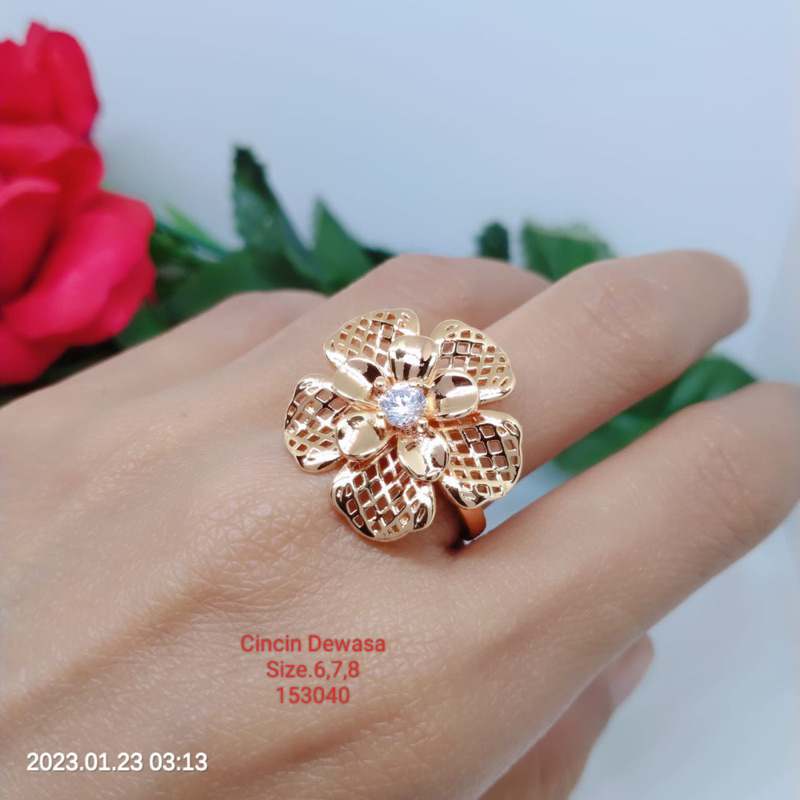 Cincin Titanium Tembaga Rodium Perhiasan Aksesoris Fashion Lapis Emas Terlaris Termurah