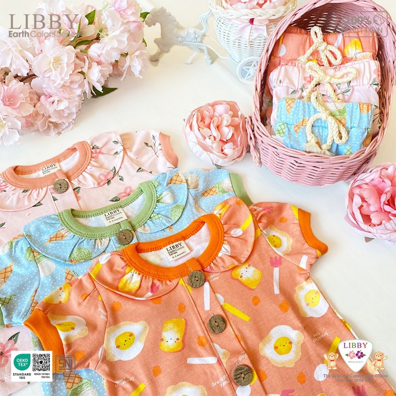 LIBBY ROPEN SET (Rocco Pendek) Stelan Pendek Anak Polos EARTH SERIES 0-2tahun