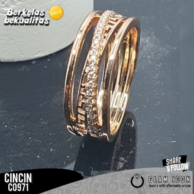 Cincin wanita motif mata baris silang simpel C0971