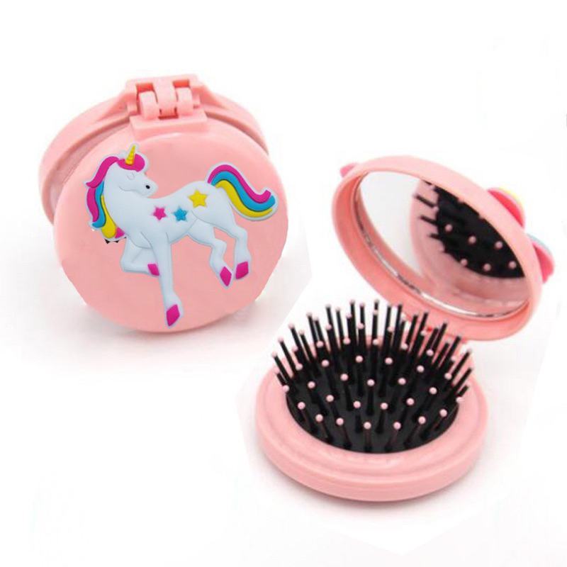 sisir cermin lipat lucu kaca mirror compact kartun portable