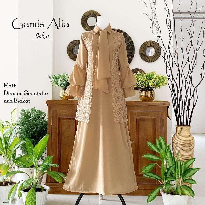 gamis alia coksu/gamis lebaran terbaru/gamis lebaran keluarga/gamis couple family/gamis jumbo