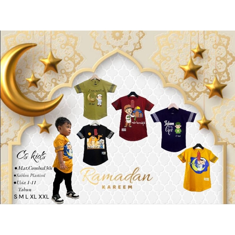 Kaos Kurta Anak katun combed30s karakter usia 1-11Tahun