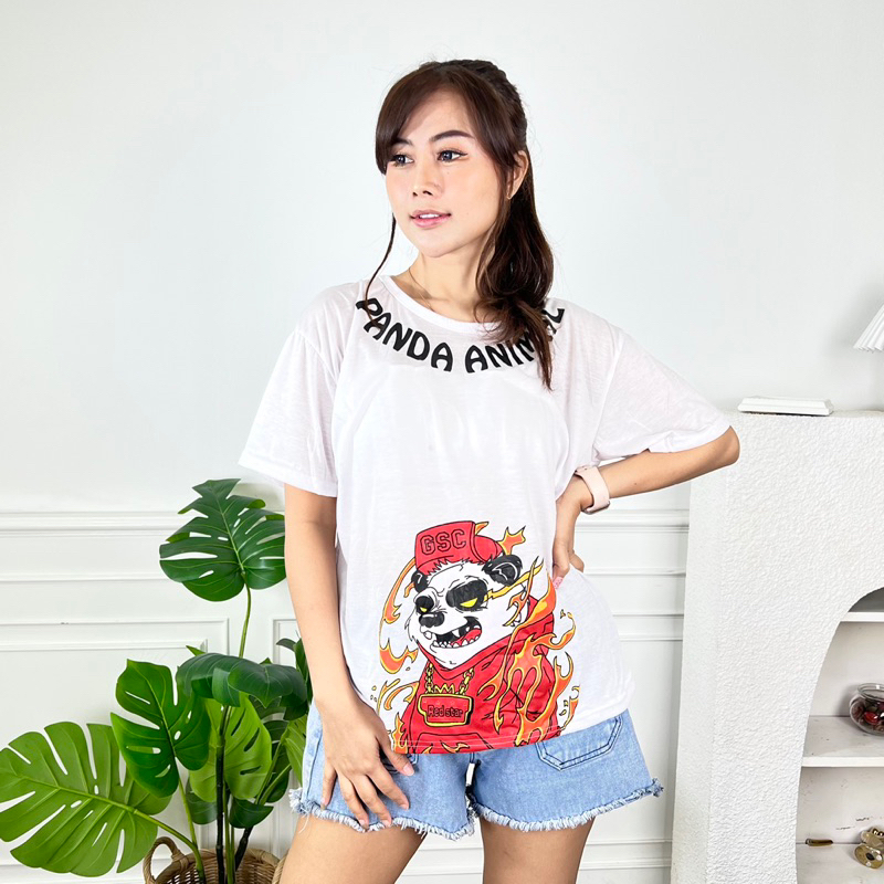 AFI - MC - Kaos Oversize Wanita Panda Animal (LD 106, P 65)