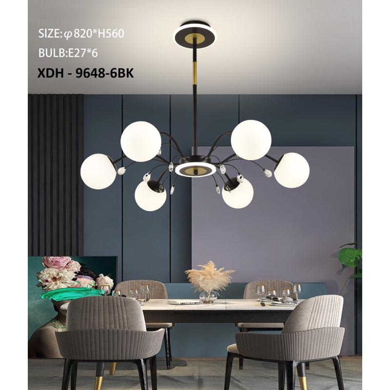 ✨Garansi &amp; Logistik cepat✨ Lampu Hias Gantung RuangTamu Kristal Chandelier Nordic Mewah Modern  Kamar Tidur Restoran E27 XDH 9648