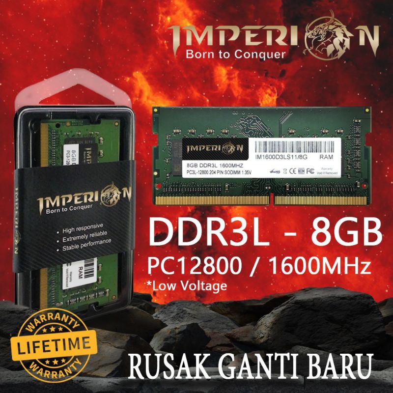 RAM IMPERION DDR3L 8GB RAM LAPTOP SODIMM