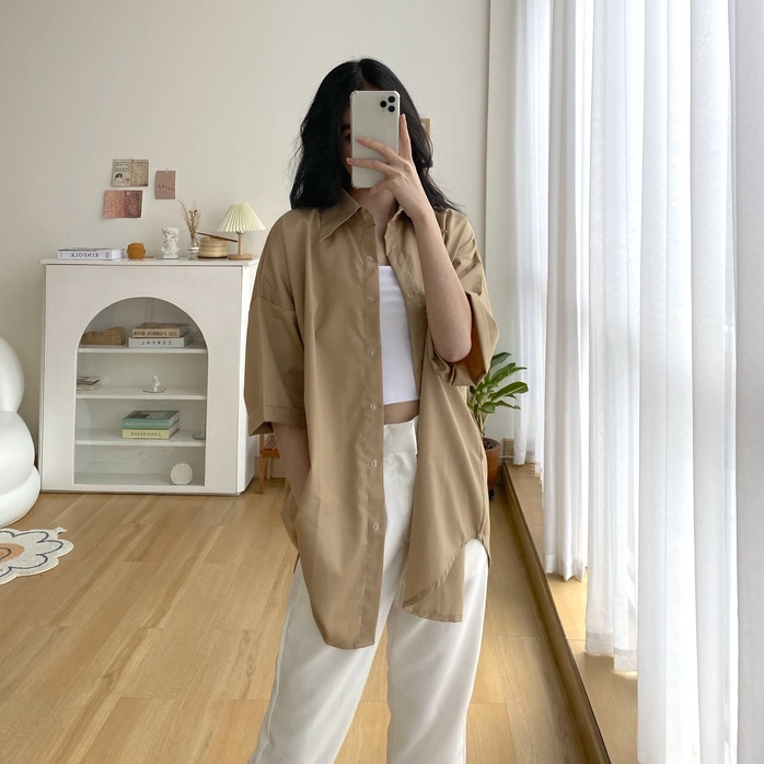 Dale Oversize Shirt - Kemeja Outer Wanita - Kemeja Korean Oversize