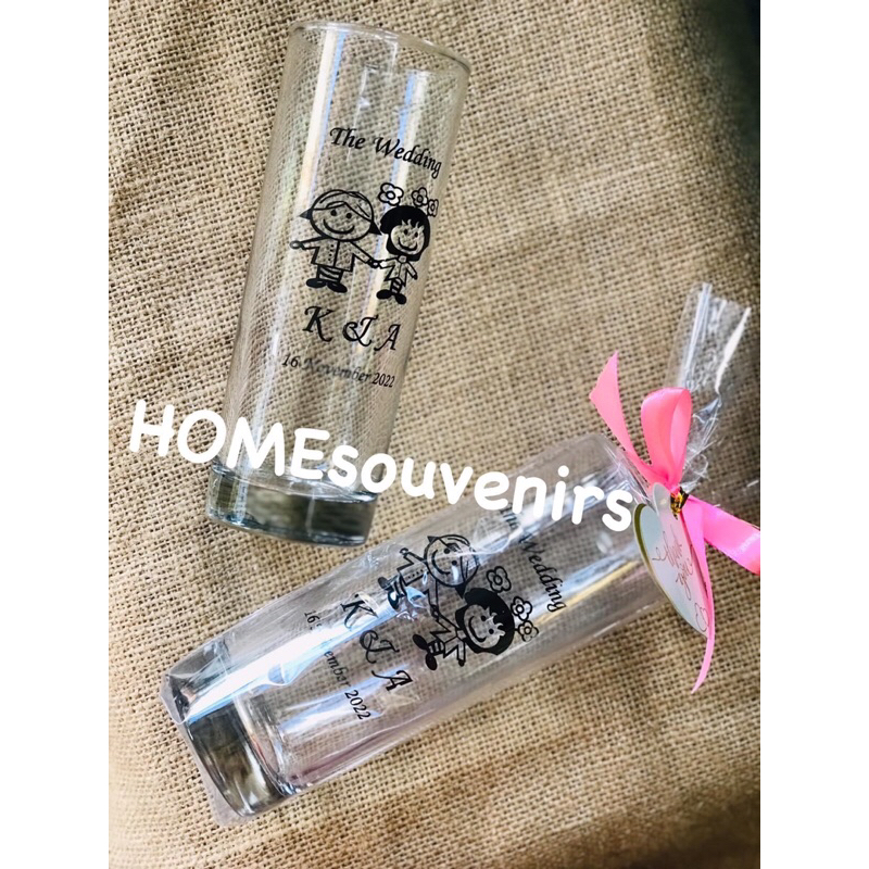 Gelas Bambu + sablon + kemas plastik