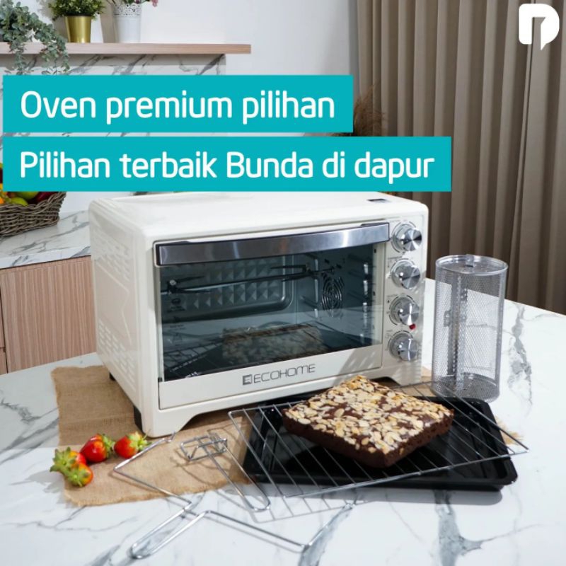 Oven Listrik Ecohome Air Fryer Low Watt 38 L Pearl White