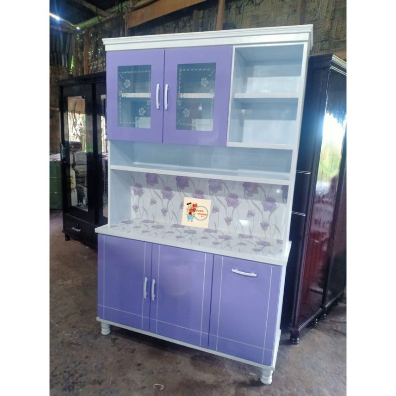 Lemari Dapur Tempah 120cm - Lemari Sayur 3 Pintu Kayu HPL -  Kitchen Set - Medan