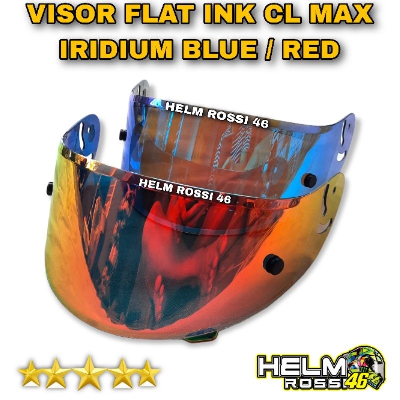 Kaca Visor FLAT INK CL MAX Iridium Red Revo Blue Warna Premium Free TOP Tear Off Post free Packing