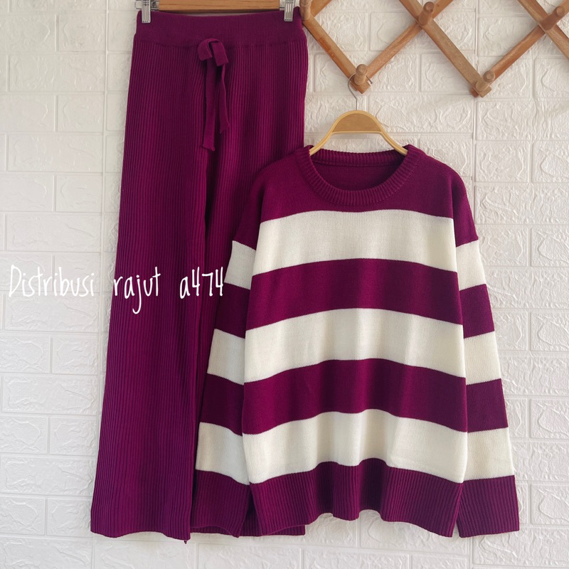 ONESET RAJUT SWEATER MAYUBI SETELAN CELANA KULOT RAJUT WANITA