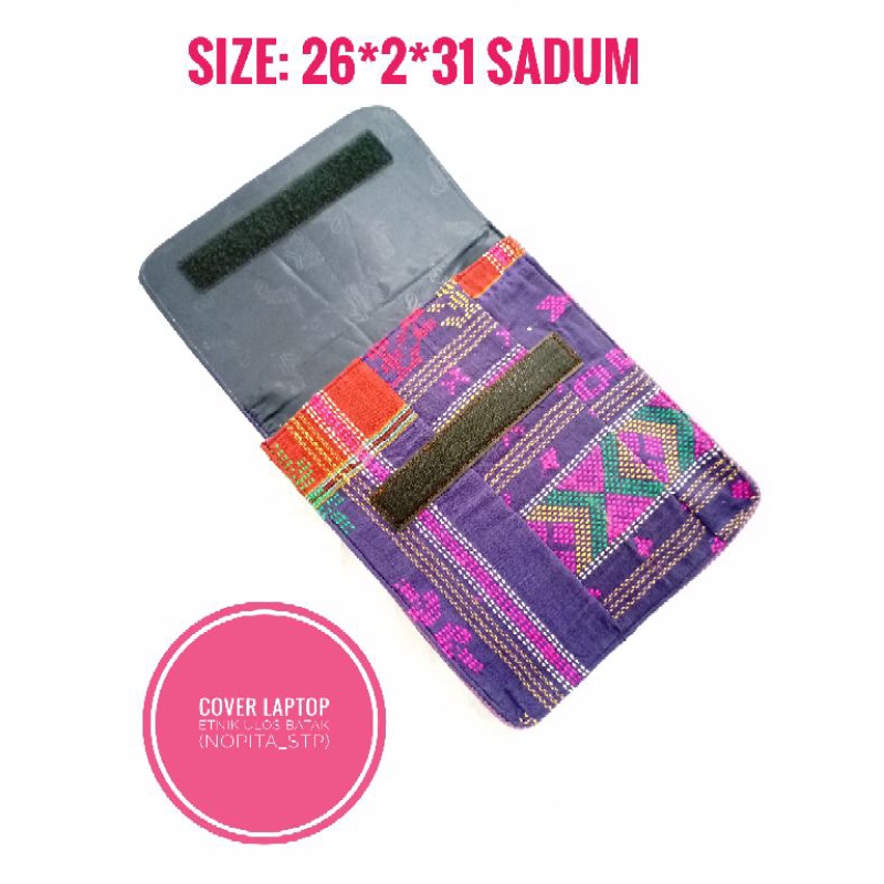 Cover Laptop Etnik Ulos Batak 26*2*31 (Brand: Nopita_Stp) Ulos Sadum ungu
