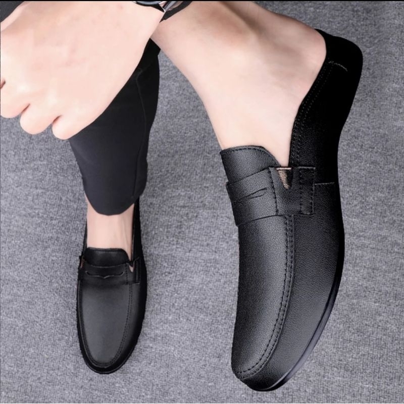 sepatu pria sepatu bustong sepatu slip sepatu slip on hitam coklat putih baru kekinian