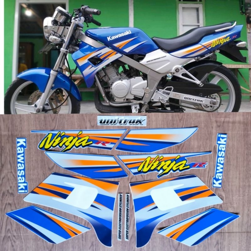 Stiker striping ninja kis 2004 biru laminasi glosy