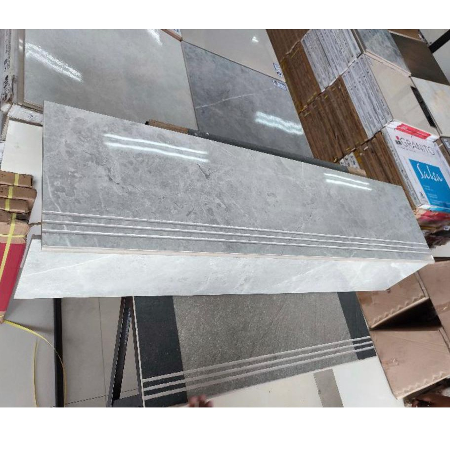 Stepnosing Granit Tangga Putih Motif Abu Marmer Alexa Grey Per 1 Set 30x60, 30x80, 30x90, 30x100, 30