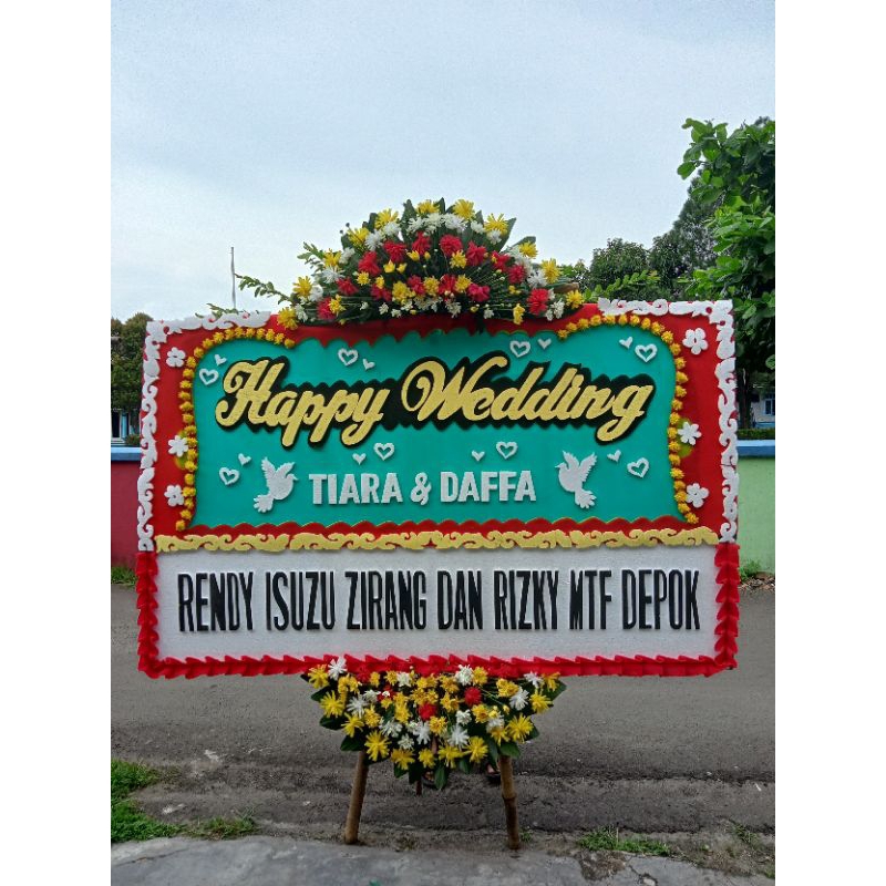 karangan bunga papan Happy wedding serang Banten