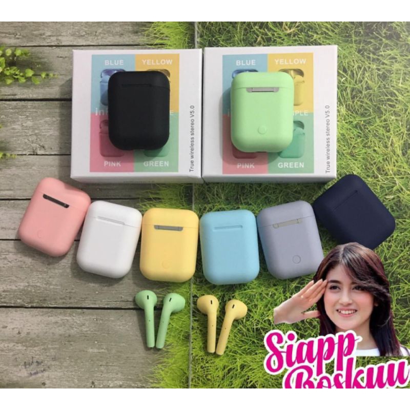 headset i12 Inpods12 TWS Wireless Earphone Bluetooth 5.0 Warna Macaron