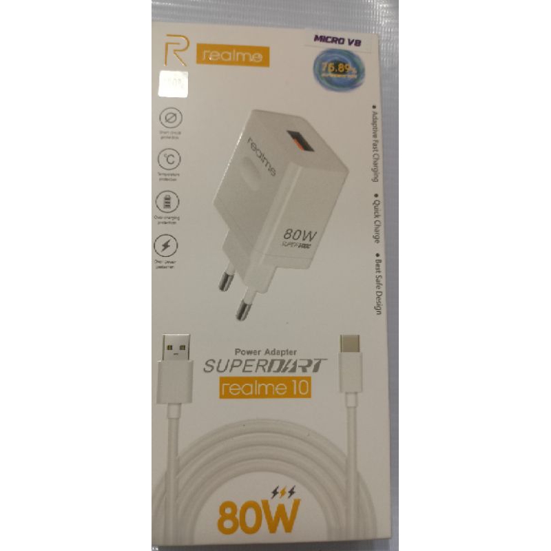 realme Casan 80W SUPERVOOC realme Charger DARTVOOC Charger Realme 80 watt Micro USB Original Charger