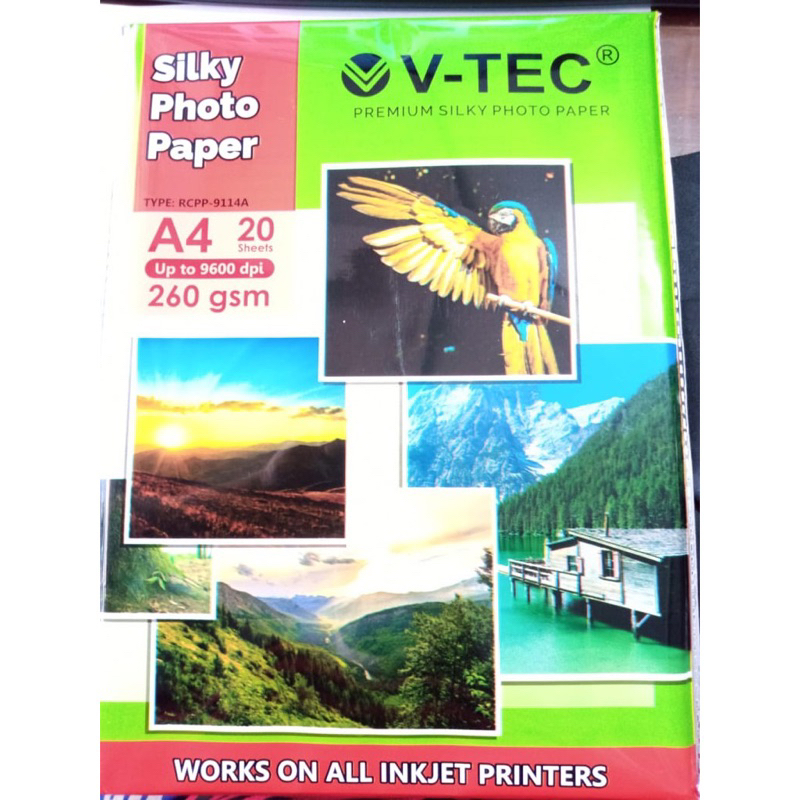 (1 Pack)  Kertas Foto doff / Photo Paper v-tec - Silky A4 260gsm