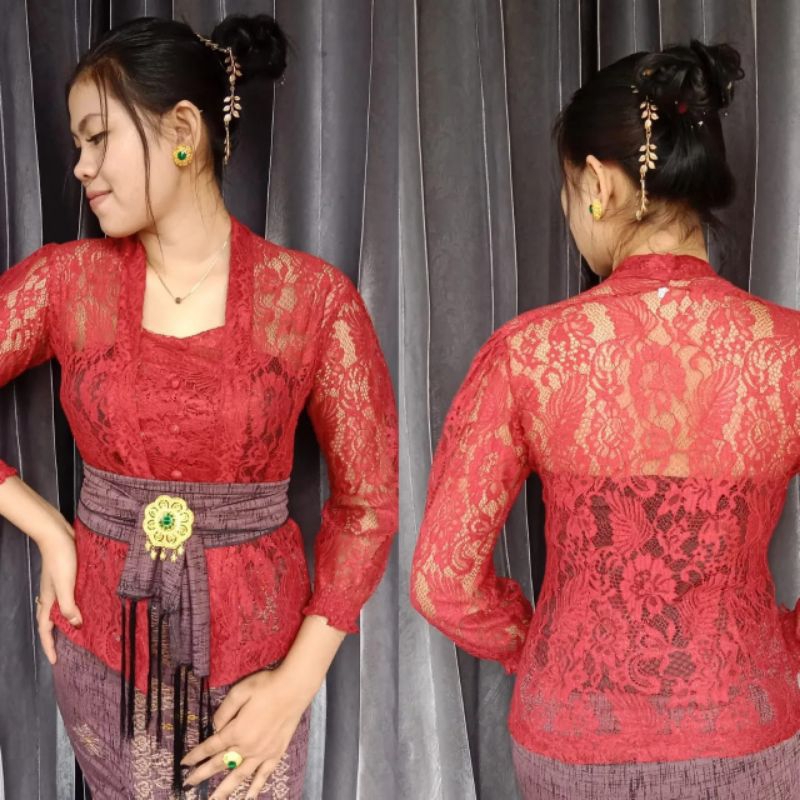 kebaya brokat cord tangan kerut