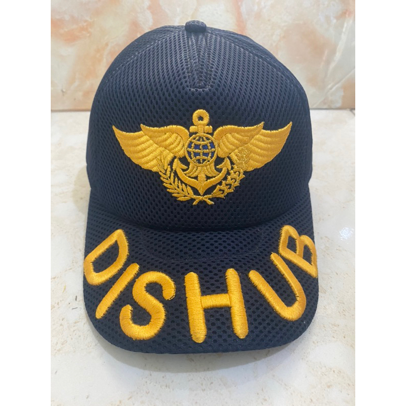 Topi Dishub Bahan Dobel mess Biru//hitam