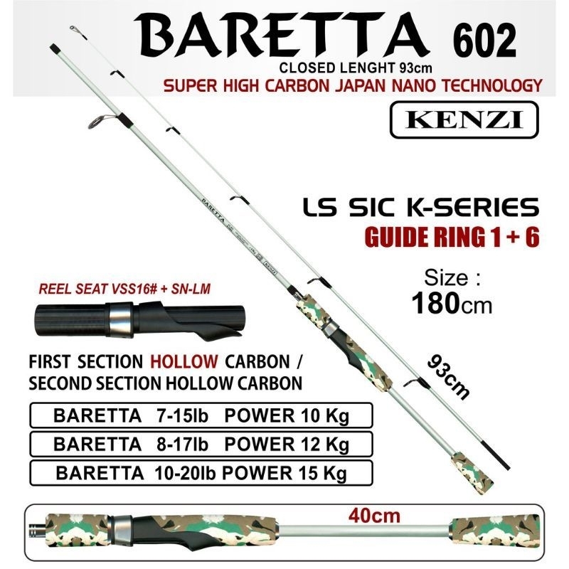 Joran Carbon Hollow Kenzi Baretta Power 10 kg / 15 kg Panjang 180cm Kenzi Baretta - Rod Joran Kenzi 