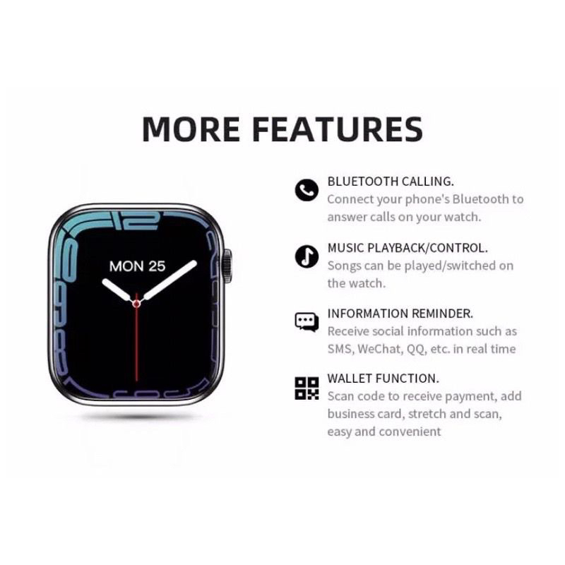 New Smart watch Series 7 HW67 mini iwatch 1.99 inch Full Screen Power Saving Mode Custom Watch Face, Body Temperature, Sports Mode BEST QUALITY