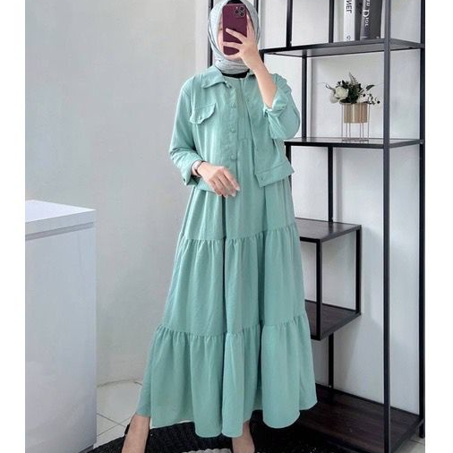 Aulia 2in1 Maxi Dress Outer/Tule Mutiara Outer/ Rompi Kondangan/ Gamis Tulle Mutiara/ Gamis Pesta