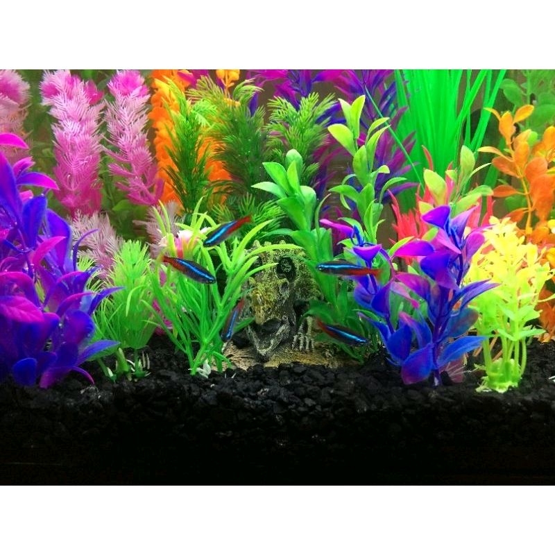 Tanaman Bunga Plastik Import Dekorasi Aquarium Aquascape 30cm harga per 1 pcs Random