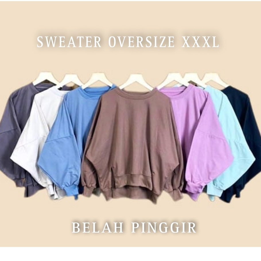 SWEATER WANITA - XXXL OVERSIZE BELAH PINGGIR SWEATER OBLONG WANITA BIGSIZE