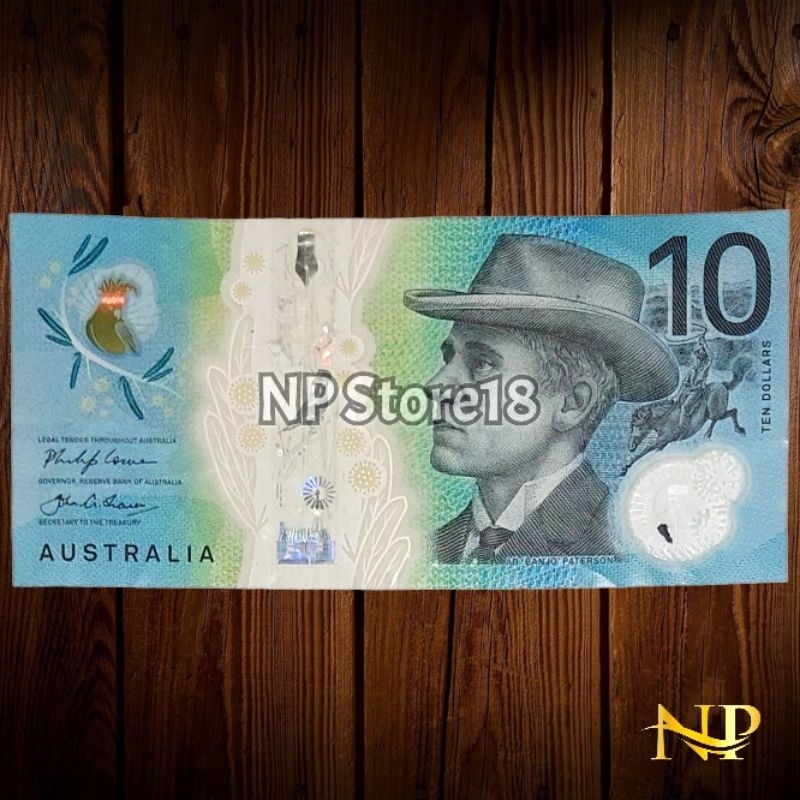 Souvenir Uang Asing Kuno Australia 10 Dolar Polymer
