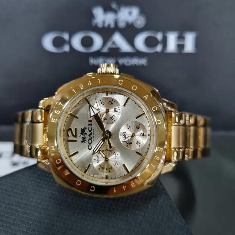 JAM TANGAN CEWEK COACH DUAL TIME ALL STAINLESS STEEL ORIGINAL GARANSI 1 TAHUN FULLSET
