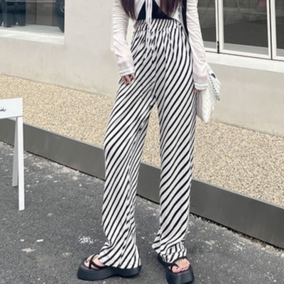 【Blossom】Cullottes Wide Leg Striped Pants 2432