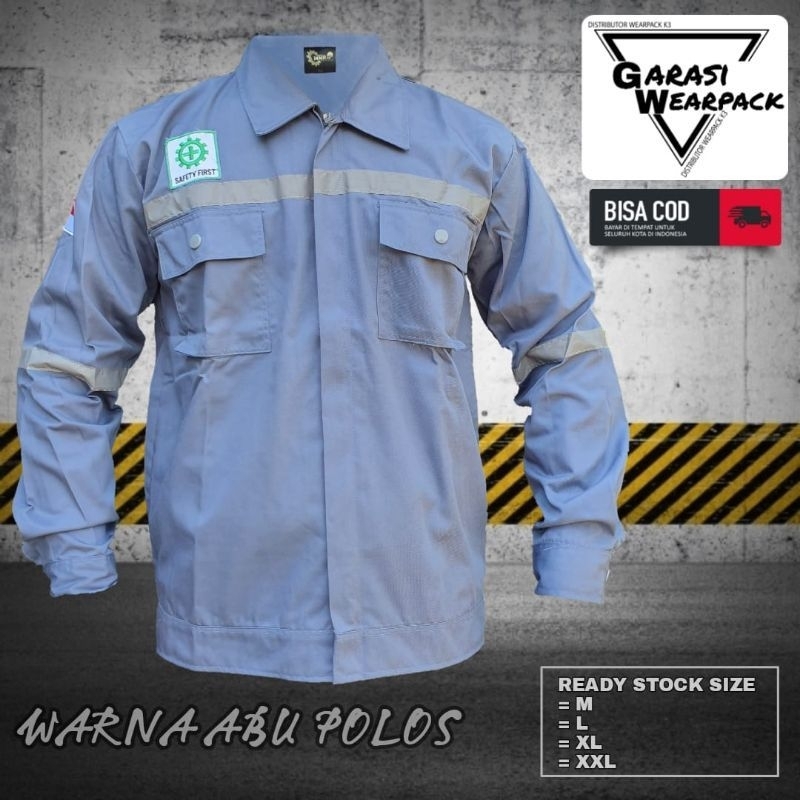 Baju Kerja Wearpack Safety/Baju Proyek/Warna Abu Polos