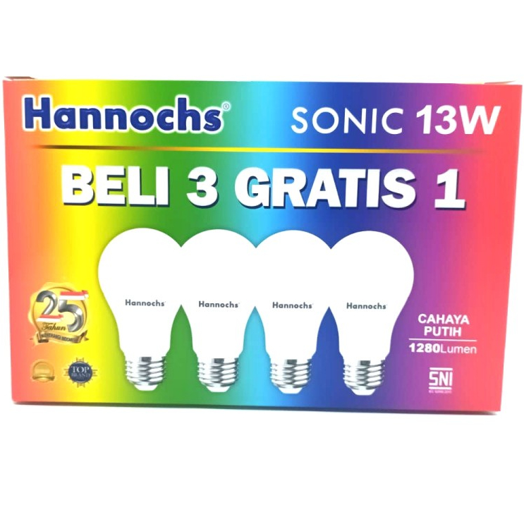 Hannochs Sonic PAKET 3 in 1 Bohlam Lampu LED 3-6-10-13 Watt Cool Daylight Putih BELI 3 BONUS 1