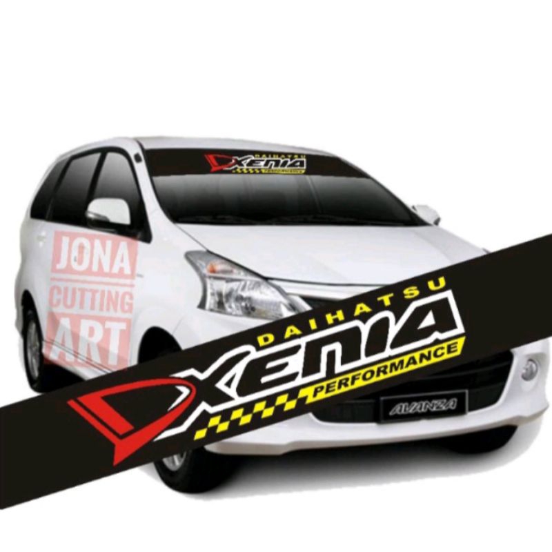 Stiker cutting timbul kaca mobil Xenia hanya tulisan tanpa dasaran hitam