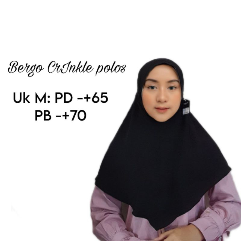 Jilbab Akrilik Kerudung Crinkle Airflow Bergo Hijab Khimar Size M, L, XL, &amp; XXL