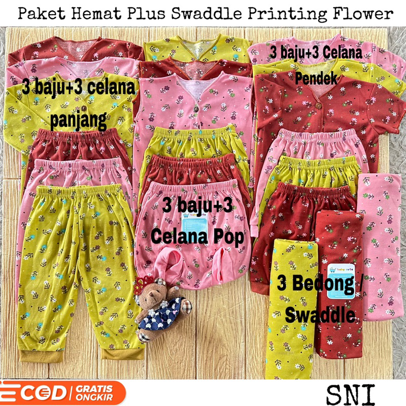 21pcs Paket Hemat Set Bedong Perlengkapan Baju dan celana Bayi kado Baru Lahir, 3-6 dan 6-12 bulan promo 8.8