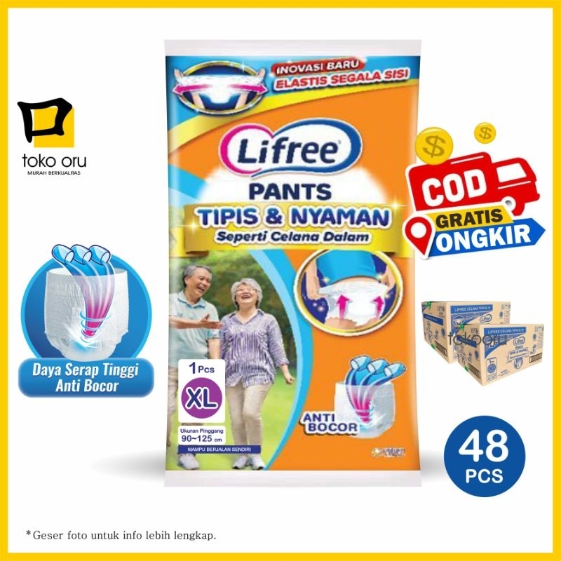 Lifree XL 1 Karton isi 48 Popok Dewasa Celana Adult Diaper