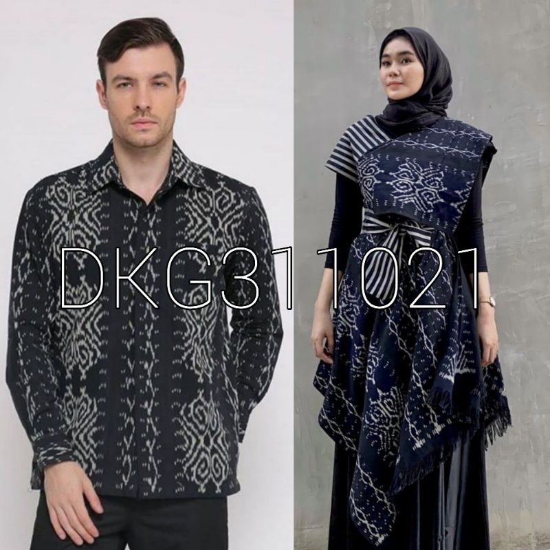 [Ready Stock] Set Couple Prewed Baju Pasangan Tenun,  Dress Siera Tenun Troso Mix Lurik, Kemeja Panjang Ethnic