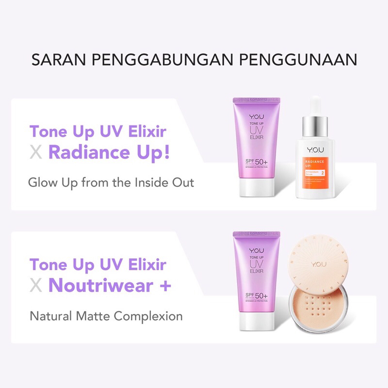 [BISA COD] Y.O.U - YOU Daily Skin Goods Tone Up UV Exilir SPF 50PA+++ - Sunscreen YOU - YOU sunscreen tone up - Tone Up Sunscreen