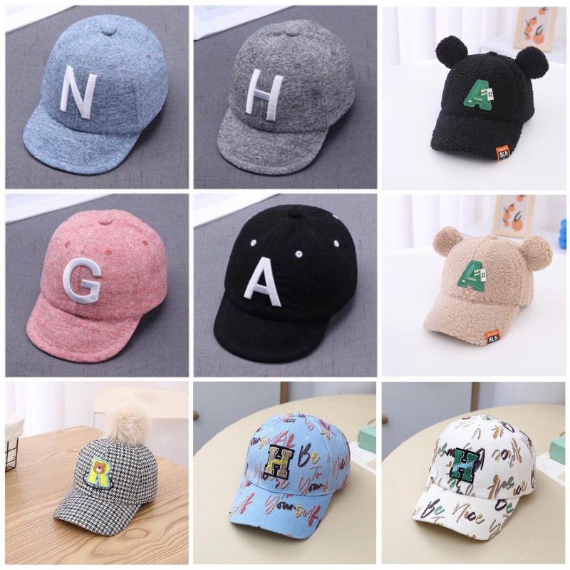 Topi baseball anak bayi laki laki / perempuan motif tulisan bordir baby baseball hat cap HANG