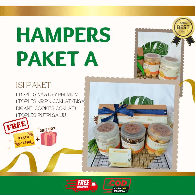 

Hampers Lebaran Kue Nastar isi 3 toples/Hampers Premium Kue Kering Idul Fitri